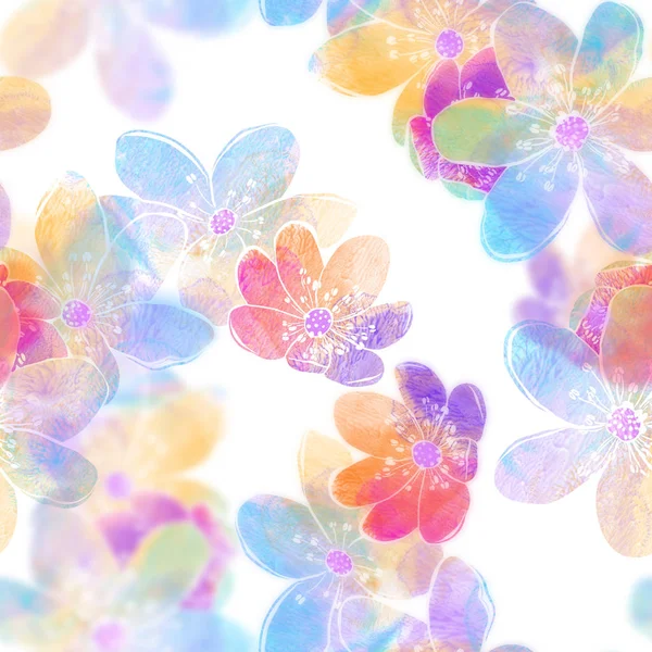 Seamless pattern with spring forest flowers liverleaf. — ストック写真