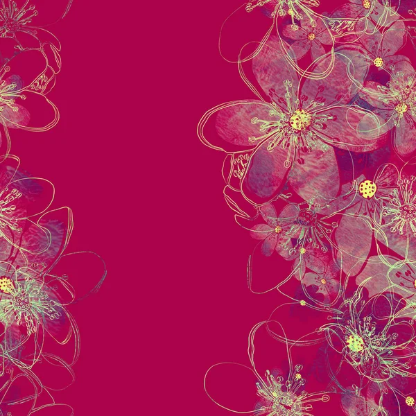 Seamless pattern with spring forest flowers liverleaf. — Stok fotoğraf