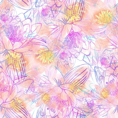 Nilüfer çiçekleri ile kusursuz desen.