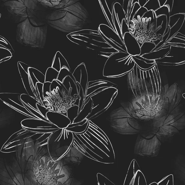 Seamless pattern with flowers of lotus. — Stock Photo, Image