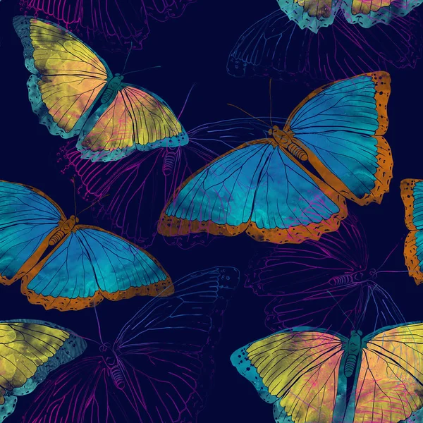 Kelebeklerle kusursuz desen — Stok fotoğraf