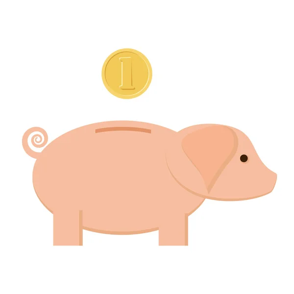 동전을 가진 돼지 은행 — 스톡 벡터