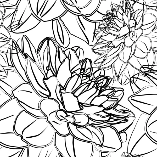 ダリアの花とシームレスなパターン — ストックベクタ