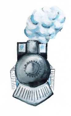 Eski bir buhar treni suluboya