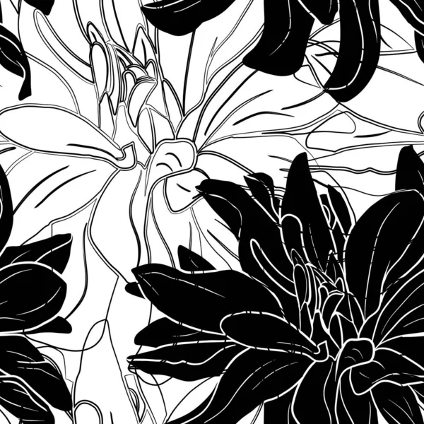 Sömlöst mönster med blommor av dahlia. — Stock vektor