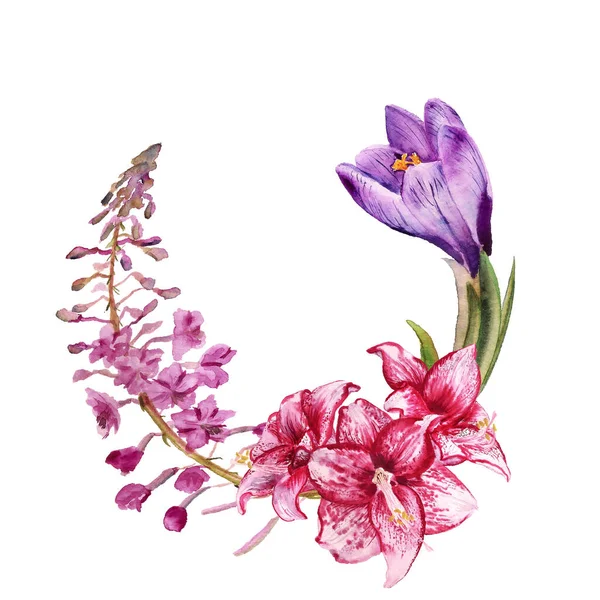 Armação de flor de grinalda redonda — Fotografia de Stock