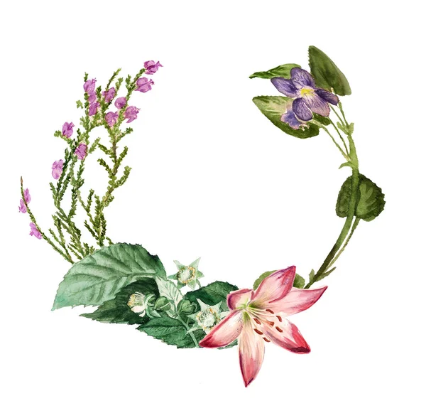 Armação de flor de grinalda redonda — Fotografia de Stock