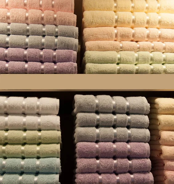 Stack of textile soft  towels — Stock Photo, Image