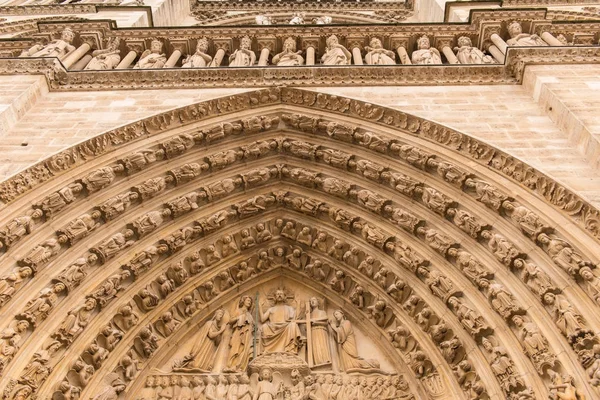 A famous low angle view of notre dame in France — Stock Photo, Image