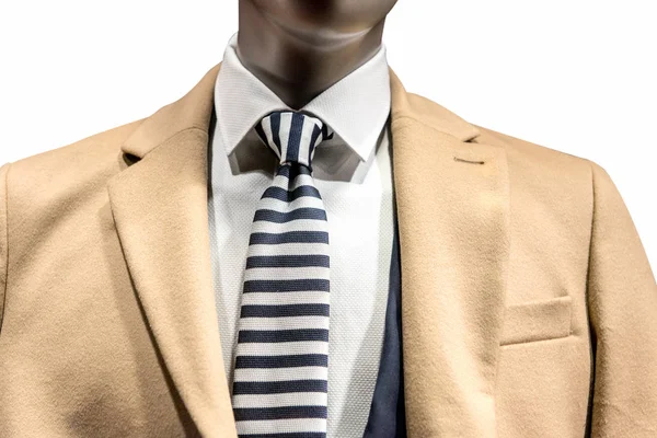 The dummy dressed in man yellow elegant coat at store — Stock Photo, Image