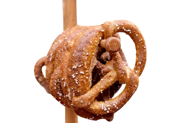 Baked Bread Pretzel Ocktoberfest Isolated White Background — Stock Photo, Image