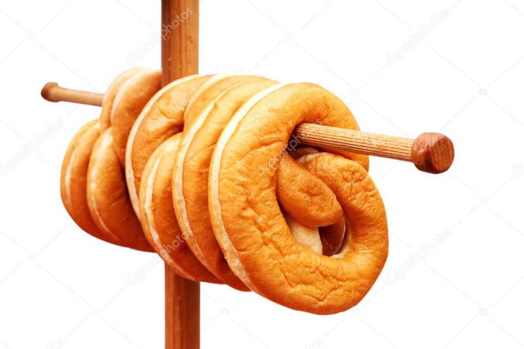 baked bread pretzel  at ocktoberfest isolated on white background