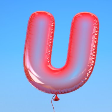 U harfi şeffaf balon yazı tipi