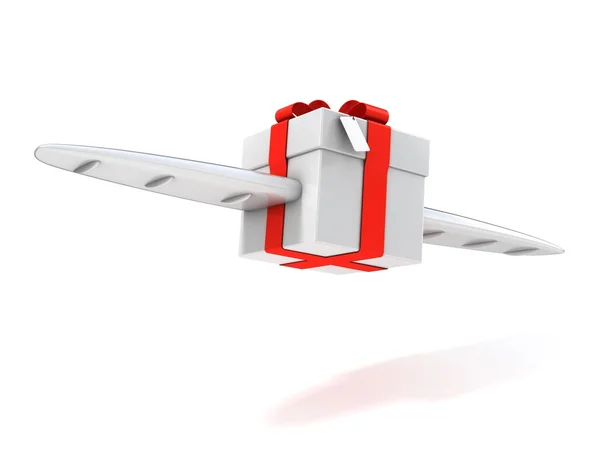 Present with wings 3d illustration — Stock Photo, Image