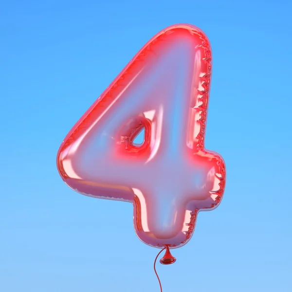 Número 4 transparent balloon fuente — Foto de Stock
