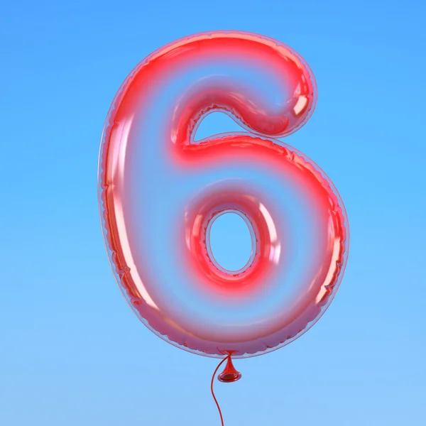 Numer 6 przeźroczysty balon czcionki — Zdjęcie stockowe