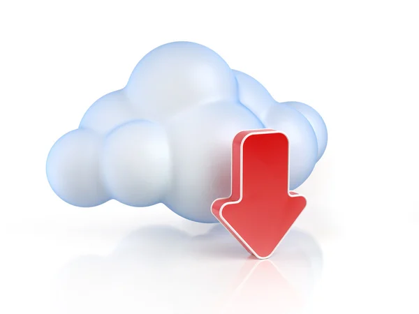 Cloud computing download 3d conceito — Fotografia de Stock