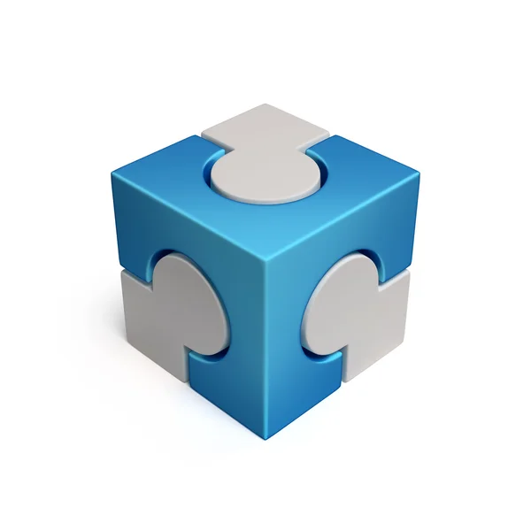 Kubusvormige jigsaw pictogram 3D-rendering — Stockfoto