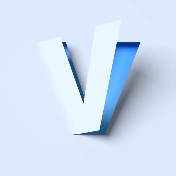 Klipp ut papper teckensnitt bokstaven V — Stockfoto