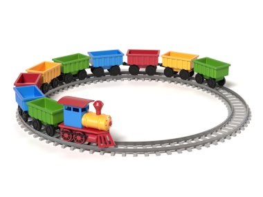 Beyaz zemin üzerinde oyuncak tren