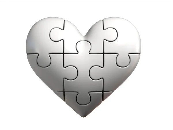 Puzzle cuore rendering 3d — Foto Stock