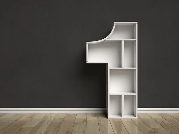 Number 1 shaped shelves — Stock Photo, Image