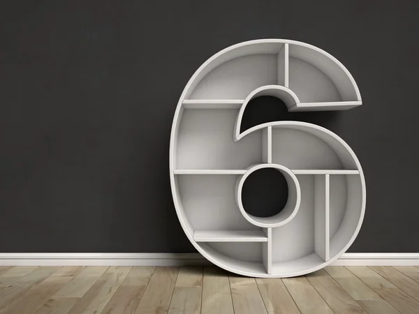 Number 6 shaped shelves — Stock Photo, Image