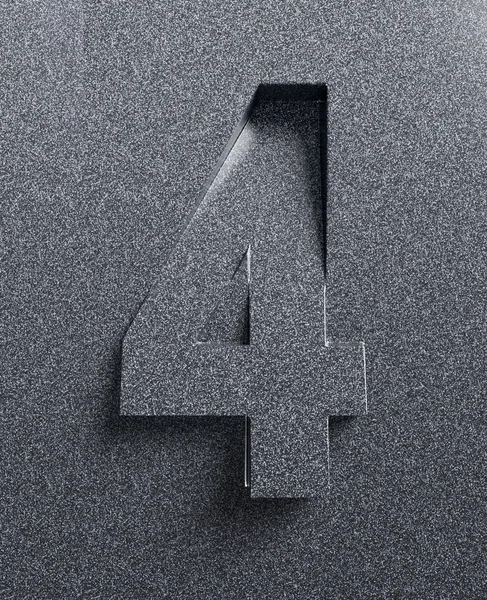Number 4 slanted 3d font engraved — Stock Photo, Image