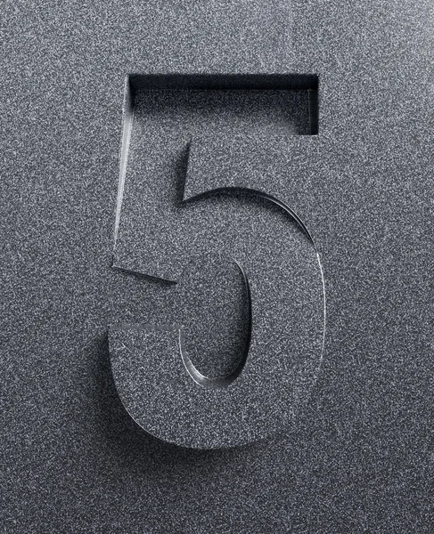 Number 5 slanted 3d font engraved — Stock Photo, Image