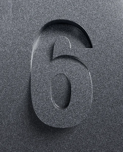 Number 6 slanted 3d font engraved — Stock Photo, Image