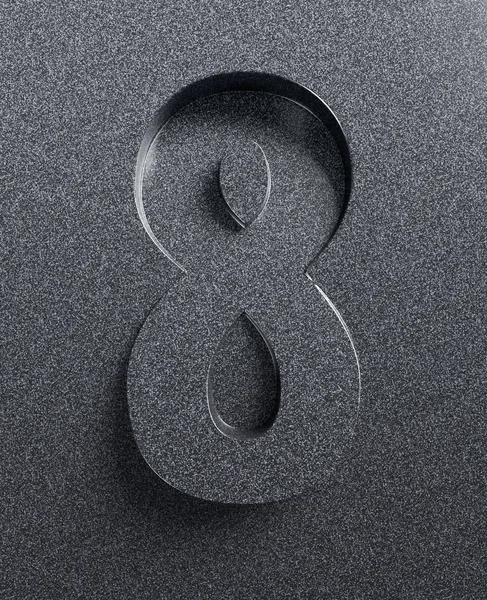 Number 8 slanted 3d font engraved — Stock Photo, Image