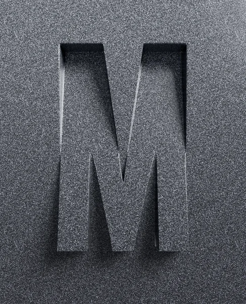 Letter M slanted 3d font engraved