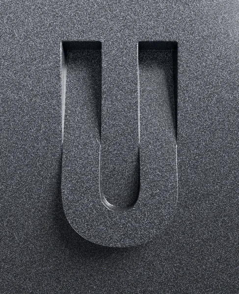 Letter U slanted 3d font engraved — Stock Photo, Image