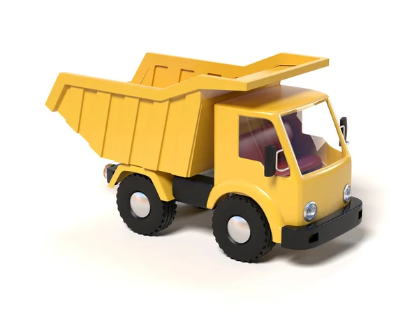 Giallo giocattolo dump camion 3d rendering — Foto Stock