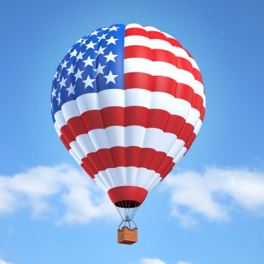 Amerikan bayrağıyla sıcak hava balonu