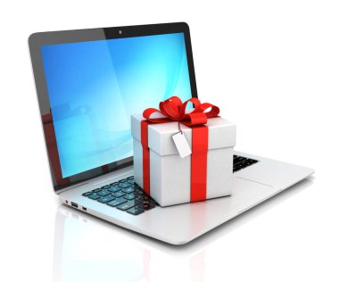 Hediye kutusu laptop 3d render