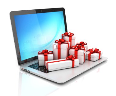 Hediye kutuları laptop 3d render