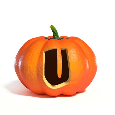 Halloween pumpkin font letter  U
