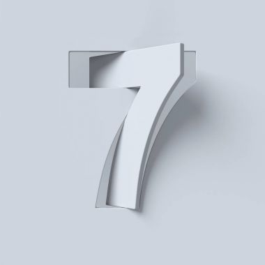 Kes şunu ve yazı tipi 3d render sayısı 7 döndürülmüş