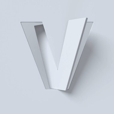 Kes şunu ve döndürülmüş yazı tipi 3d render V harfi