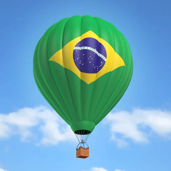 Globo de aire caliente con bandera brasileña —  Fotos de Stock