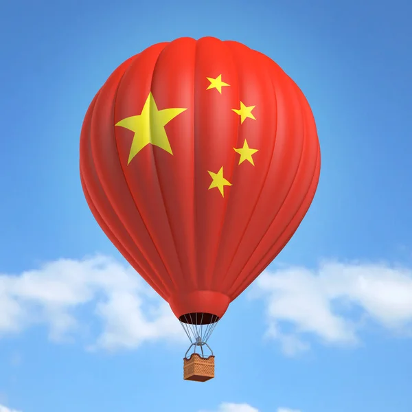 中国の旗と熱気球 — ストック写真