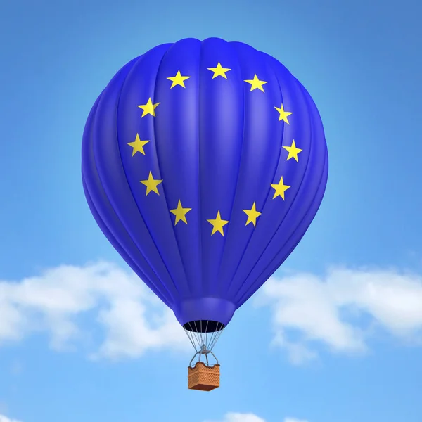 Balão de ar quente com bandeira da União Europeia — Fotografia de Stock