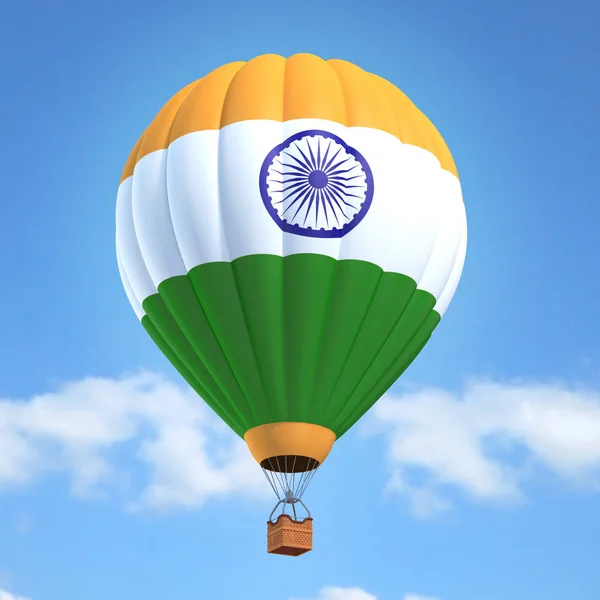 Hot air balloon with Indian flag — Stock Photo, Image