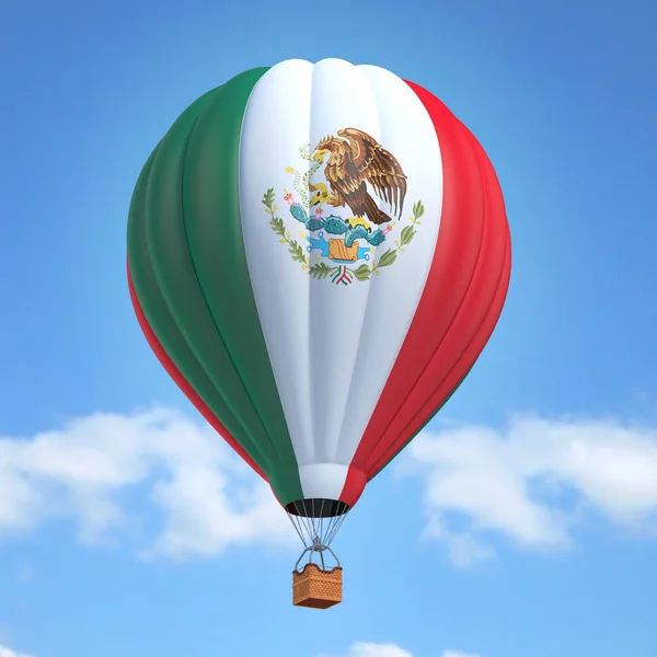 Globo de aire caliente con bandera mexicana —  Fotos de Stock