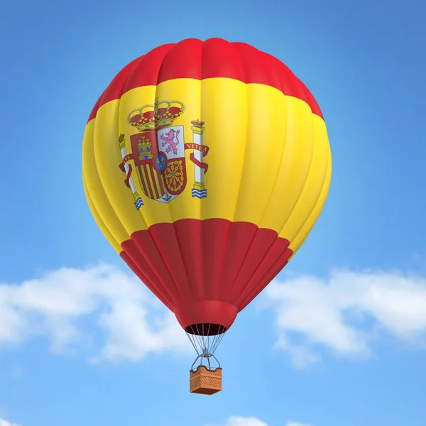 Balão de ar quente com bandeira espanhola — Fotografia de Stock