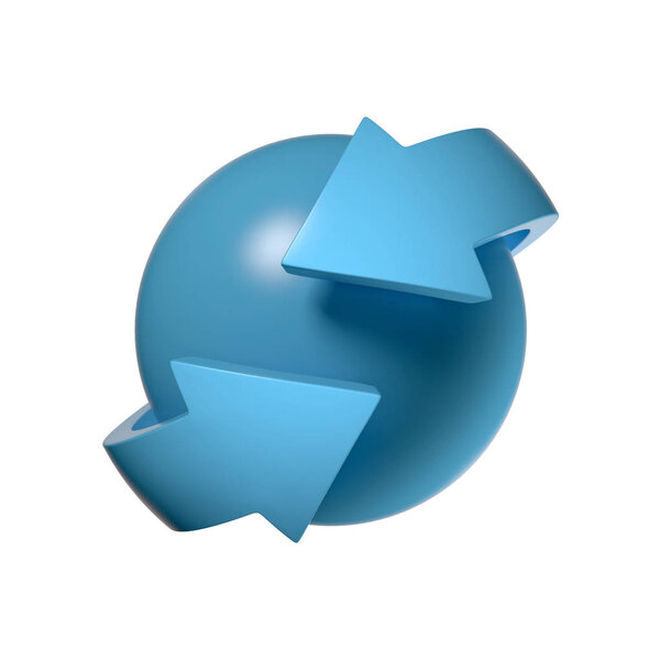 Синяя стрелка, вращающаяся вокруг сферы
 