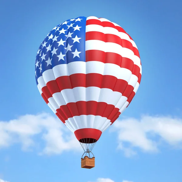 Hot air balloon with American flag — Stock Photo, Image