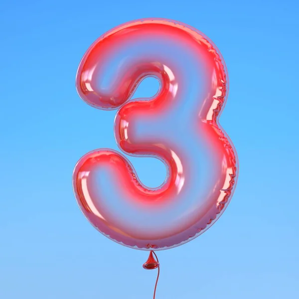 Przeźroczysty balon czcionka numer 3 — Zdjęcie stockowe