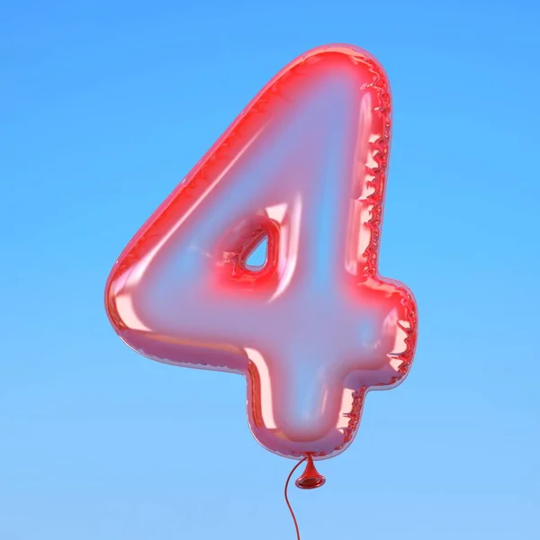 Fonte transparente balloon número 4 — Fotografia de Stock